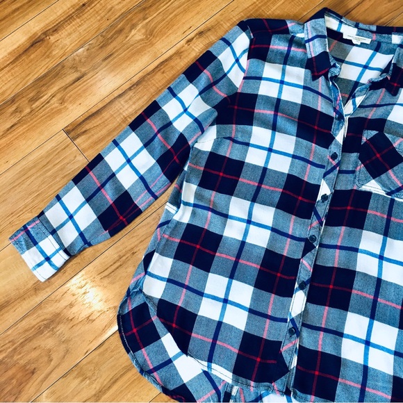 Beach lunch lounge plaid cozy lumberjack shirt top blouse button down medium - Picture 8 of 9